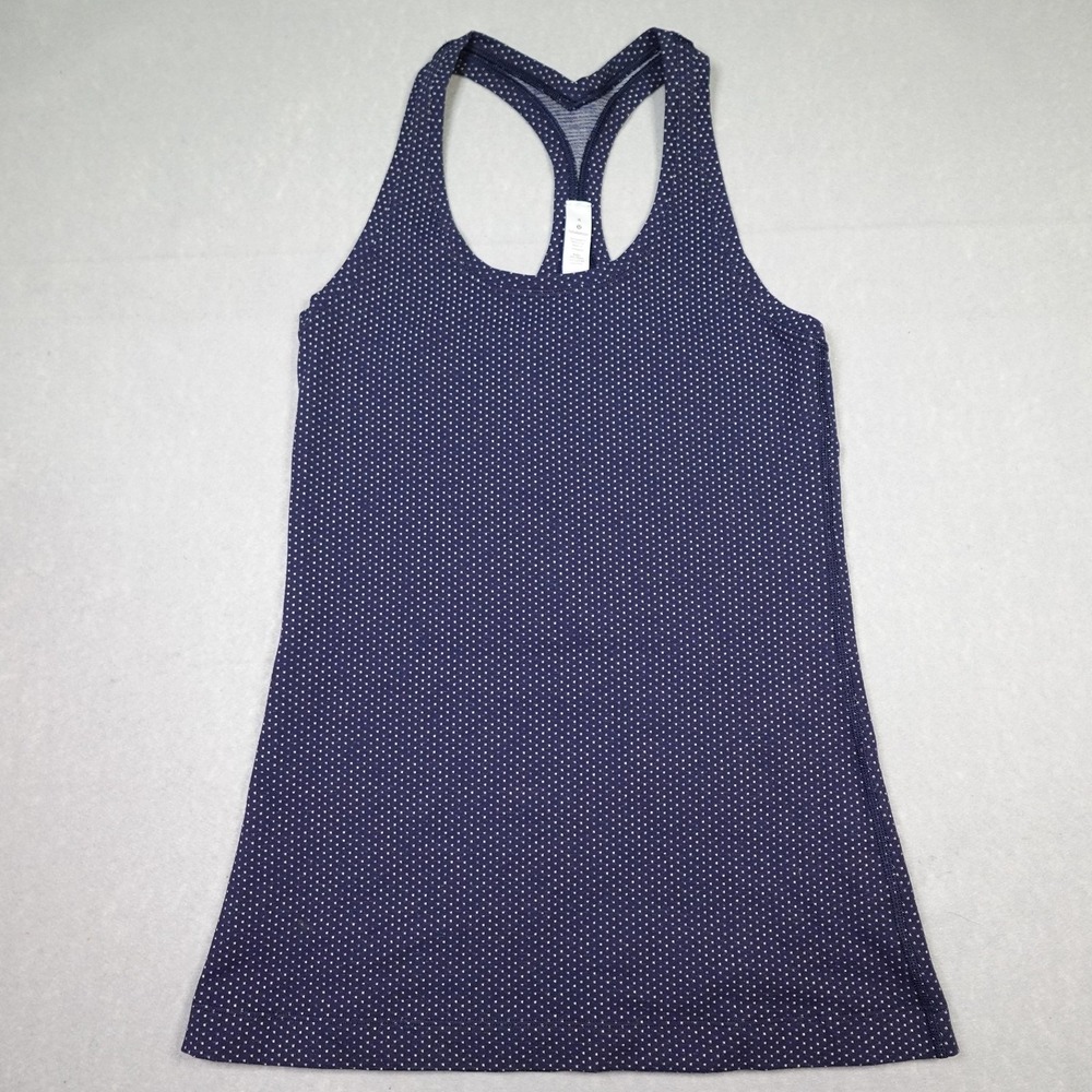 Lululemon Tank Top Womens 4 Navy Blue Polka Dot Racerback Athletic Gym Yoga
